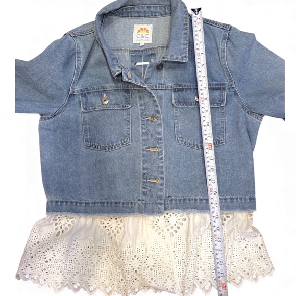 C&C California Denim Jacket with Lace Hem & Lace Cuffs – Size L - Picture 11 of 11